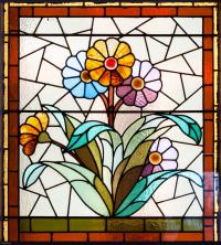 A stained glass window in the foyer. Lianne Ames photo