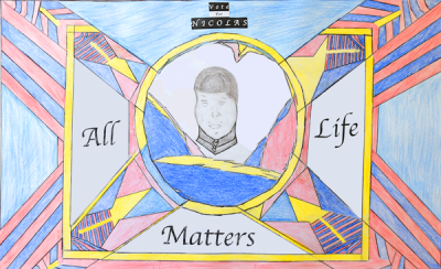 All Life Matters: original design by BPS high schooler Nicolas Galiotte for the Political Poster Project at the Edward M. Kennedy Institute.