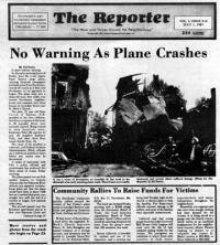 Lonsdale Plane Crash cover, 1987: The cover of the July 1, 1987 Dorchester Reporter covered the trauma of the neighborhood's worst-ever plane crash on Lonsdale Street. The accident killed the pilot and leveled three homes in the St. Mark's area.