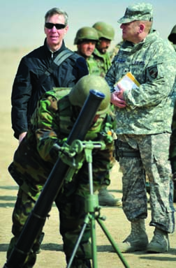 Iraq-Afghanistan visit: Congressman Steve Lynch observes training of Afghan National Army recruits. 