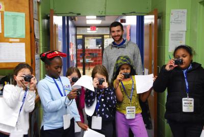 Pictured are members of the Beginner Photography Class at the Boys & Girls Clubs of Dorchester. The Media Arts Program offers Photography classes for beginners, intermediate level, and advanced level participants.