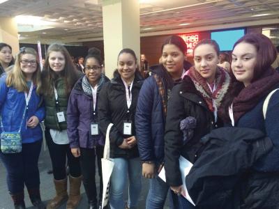 Teen members of the Boys & Girls Clubs of Dorchester pictured at the Her Conference for High School Girls held at Northeastern University. Our members took part in workshops and listened to a variety of guest speakers.