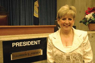 Dorchester’s Maureen Feeney was the second woman ever elected president of the Boston City Council. She served one two-year term as president in 1997. She has been City Clerk since 2011.   File photo