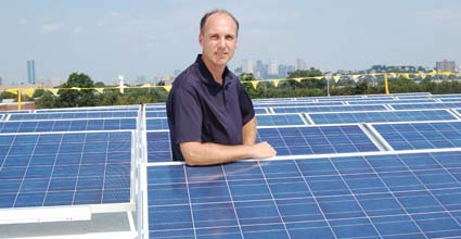 BC High Solar Panels: BC High's Brian Maher with the school's new solar panels.