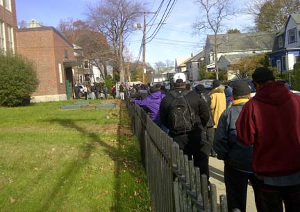 The Chittick School: Voters were lined up outside the huge double precinct on the Mattapan-Hyde Park line all day on Tuesday. 
