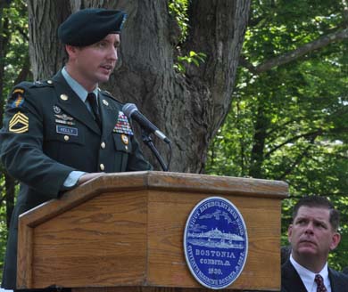Lt. Greg Kelly: The Dorchester native delivered the keynote address at this year's Memorial Day observances in Cedar Grove Cemetery. Photo by Bill Forry