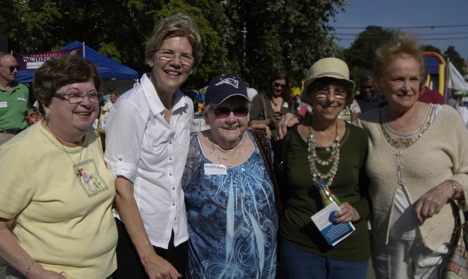 Elizabeth Warren campaigns in Adams Corner