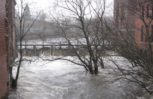 Neponset River in Lower Mills around 5 p.m., Sunday