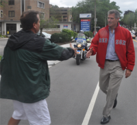 Sen. Scott Brown: Walked the Dot Day Parade last June, as did his Democratic challenger, Elizabeth Warren. Photo by Bill Forry