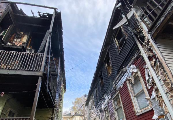 Damage to the two houses