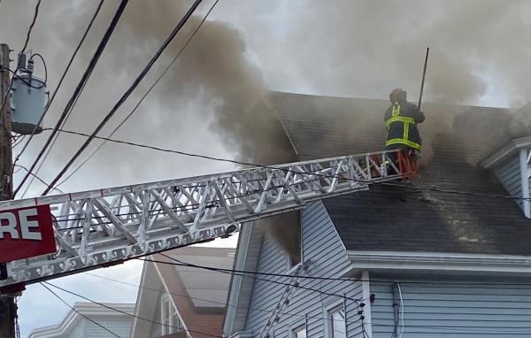 Firefighter on Brookvale Street roof