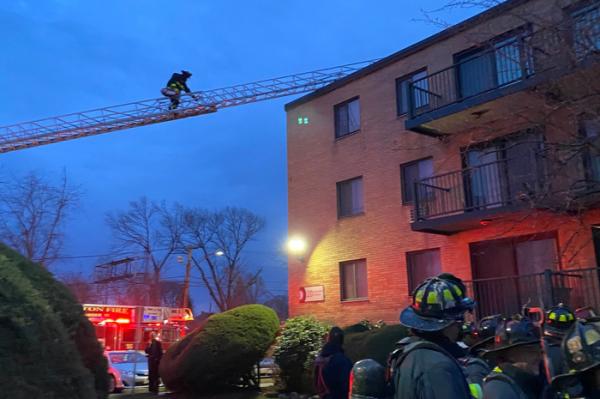 Firefighter on a ladder