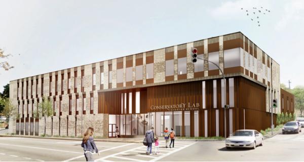 Architect's rendering of new charter-school building