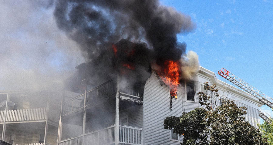 Flames, smoke shoot out of house on Geneva Avenue, photo by BFD