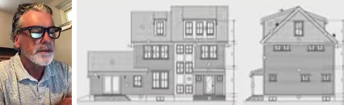 David Higgins and two renderings of his proposed house