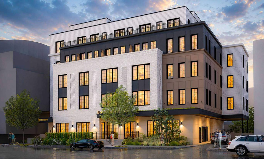 Rendering of proposed six-story hotel on East Cottage Street
